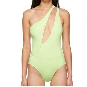 Solid & Striped One Piece Swimsuit- lime color. Worn once